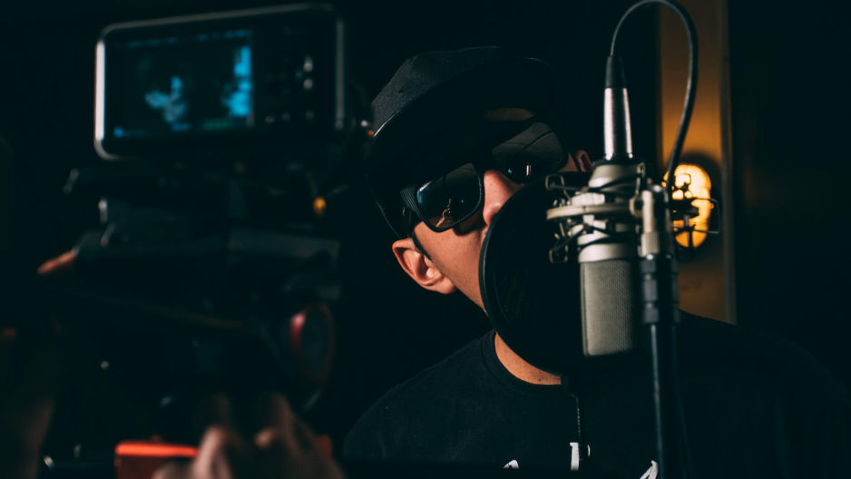 Person in music studio